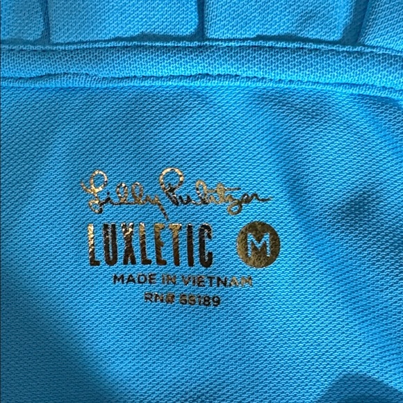 Lilly Pulitzer Shirt Womens Seabreeze Blue Luxletic Hutton Polo UPF 50+ -size M - Picture 3 of 4